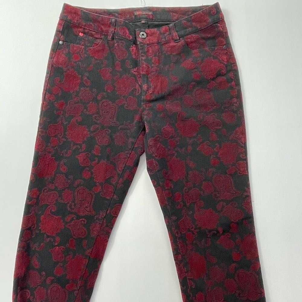 Sofia Vergara Jeans Floral Red Paisley Size 6 Color Cabaret Combo